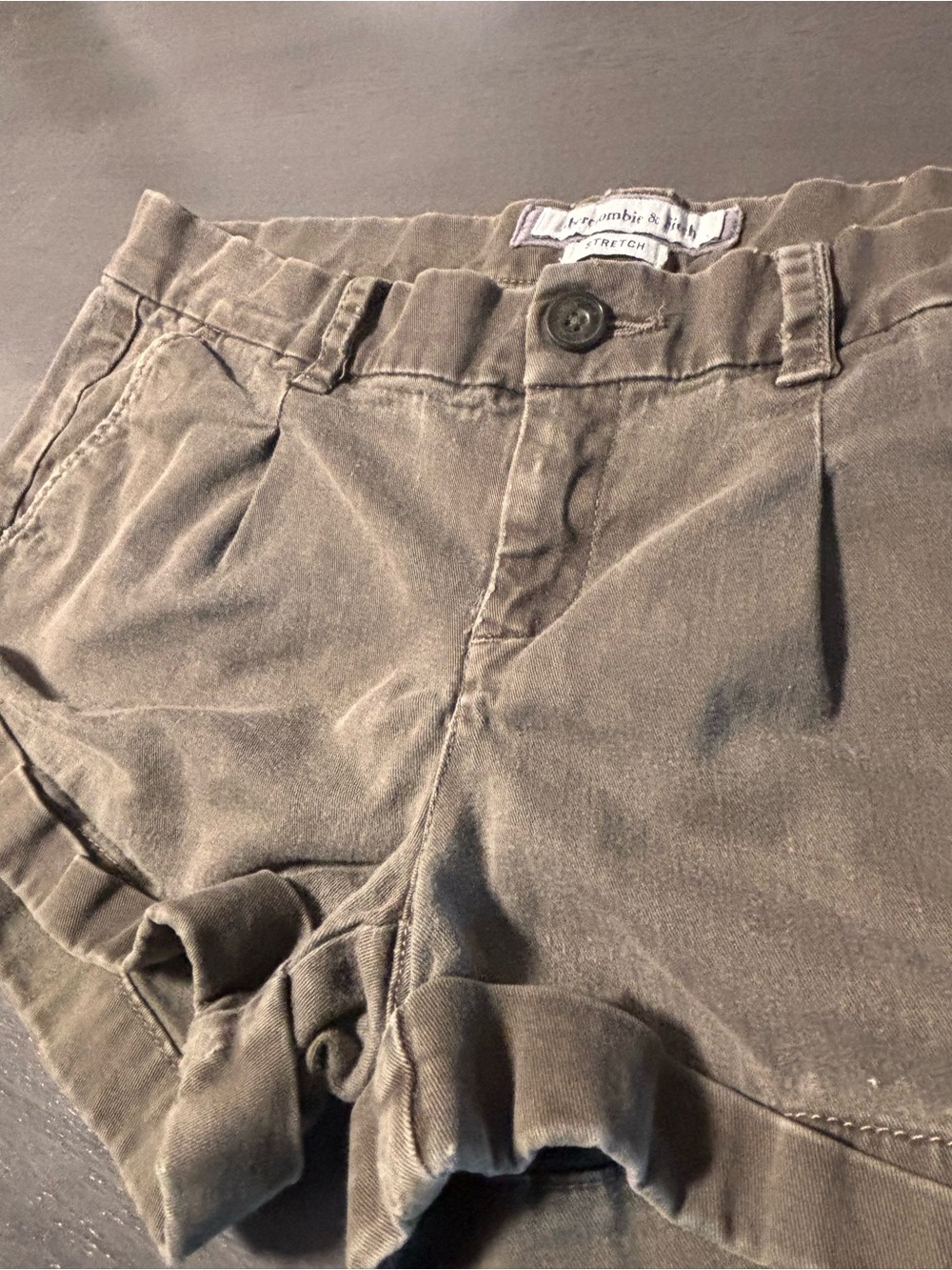 VTG Abercrombie Y2K Micro Mini Shorts Sz 4 Low Rise Brown Khaki Utility Cargo AF